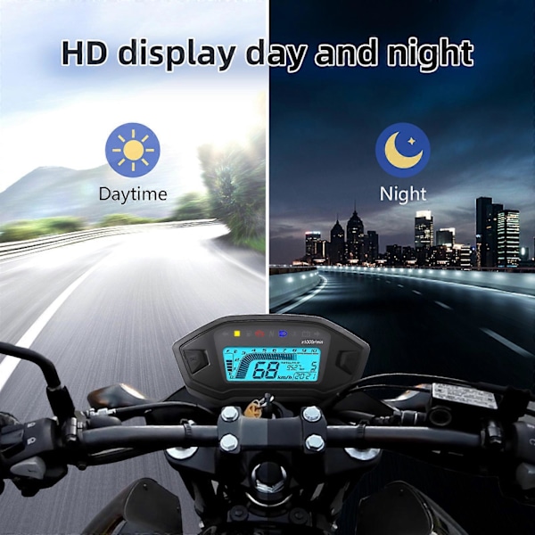 2023 Nyhet 7 Färger Digital Hastighetsmätare Moto Instrumentbräda 10000RPM Motorcykel LCD Display Odometer Varvräknare för 1,2,4 Cylinder sensor1