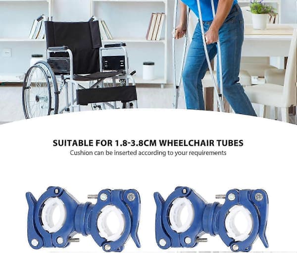 2-pack Multipurpose Käpphållare, Käpphållare, för Rollator, Rollator, 360 graders rotation, Rullstolar, Gåkäpphållare (Blå och Vit)