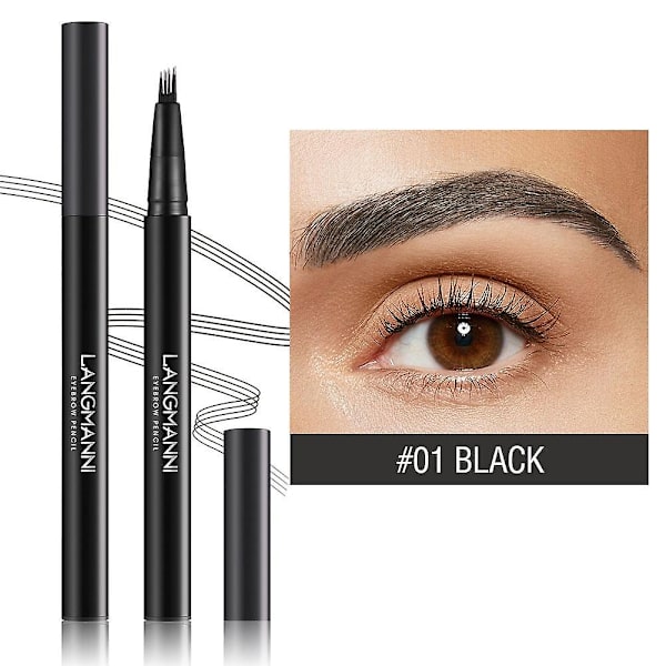 Magic Eyebrow Pencil, 2024 Opgradering Microblade Øjenbryn Pen Dobbelt-Endet Vandfast Black
