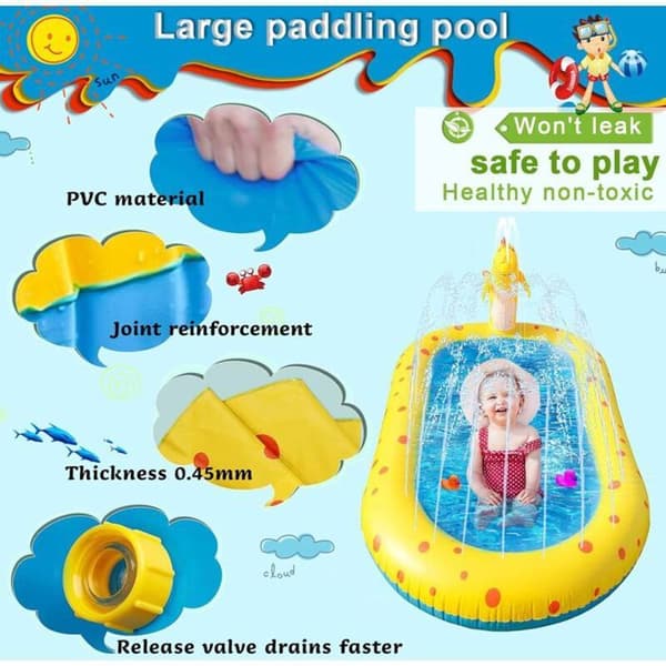 3-i-1 uppblåsbar barnpool, söt dinosauriepool, vattenlek utomhus