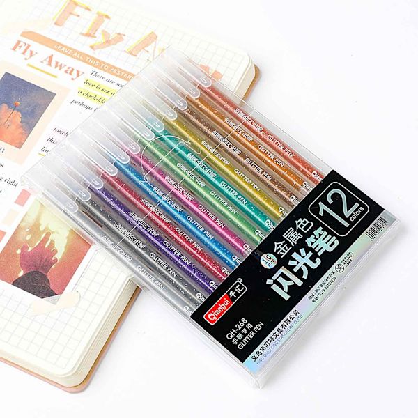 Glitterpen Metallfärg Handbok Pen Färgväxlande Pen Bästsäljande 12 Färger Metall Färgväxlande 1.0 Glitter Gelpen 10ml
