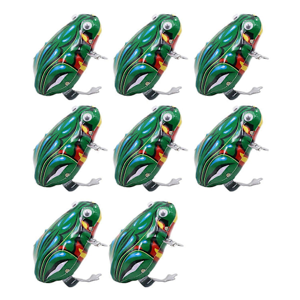 1/8 stk. Optræknings-Frø Legetøj Nostalgisk Vintage Bevægelige Øjne Optrækningsfjeder Jern Springende Grøn Frø Legetøj 8pcs