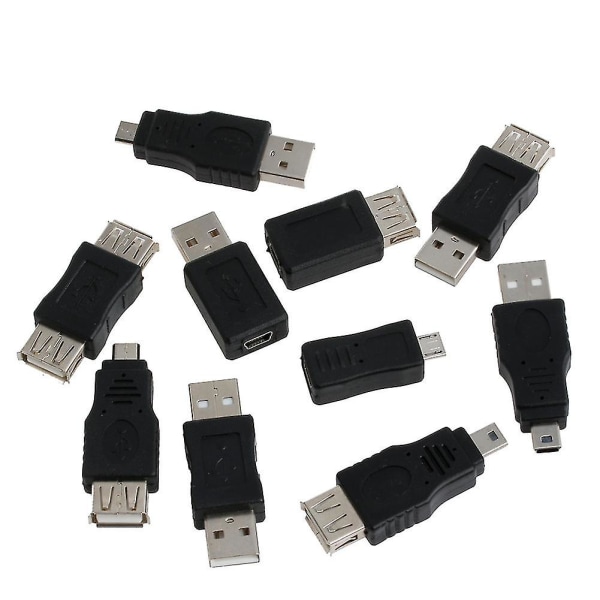 10 kpl minimuunnin USB uros-naaras mikro USB -liittimen laajennussovitin