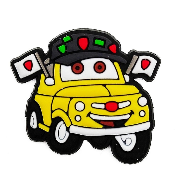 20 st Cartoon Cars Skosmycken för Barn Pojkar Flickor Skodekoration Skosmycken för DIY Croc Clog Sandaler Armband Dekoration Tillbehör Festpresent