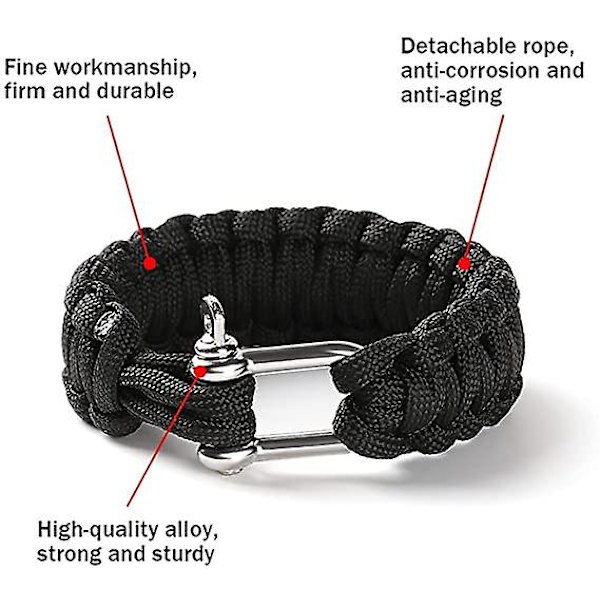 Paracord Armbånd, Overlevelsesarmbånd, Taktisk Overlevelsesarmbånd, Paracord Overlevelsesarmbånd, 2 Pak
