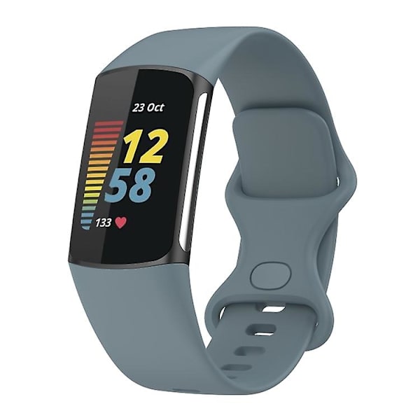 Til Fitbit Charge 5 silikone urrem Steel Blue L