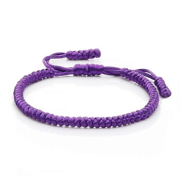 Håndlavet Tibetansk Buddhistisk Flerfarvet Lykke Knuder Reb Armbånd Kvinder Justerbar Charm Armbånd & Armringe Til Mænd Vintage Smykker purple