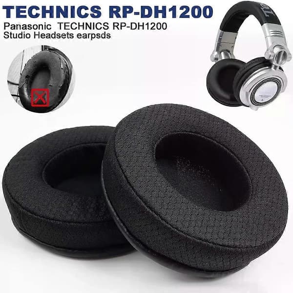 FSW Øreputer for Panasonic TECHNICS RP-DH1200 erstatning Øreputer hodetelefoner Mesh stoff Memory Covers Svamp Mykt Protein A