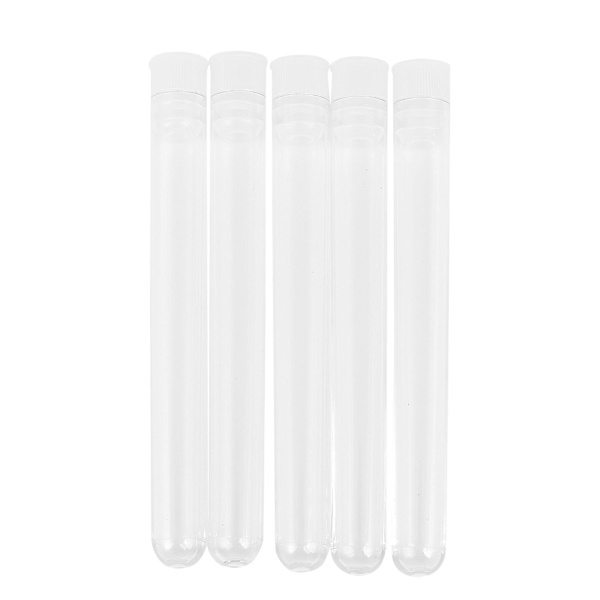 100 st transparenta plaströr med lock 12x84mm U-botten långa transparenta provrör labbtillbehör