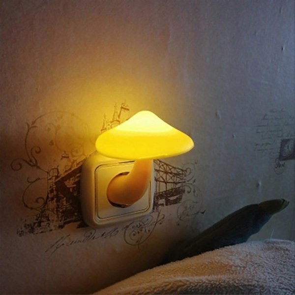 LED Natlampe Svampe Natlampe Stikkontakt Energibesparende Lyssensor Lampe til Børneværelse Soveværelse EU Stik Green