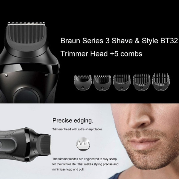 Til Braun Body Groomer-tilbehør til serie 3 elektrisk barbermaskine, kompatibel med elektriske barbermaskiner Bt32