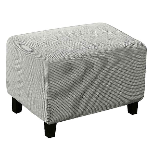 Mjuk Polyester Stretch Rutig Jacquard Ottoman Överdrag Modern Rektangulär Fotpall S Grey