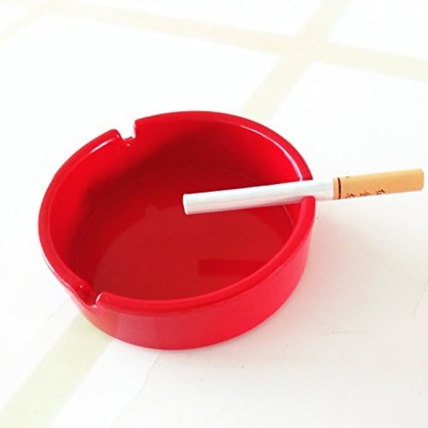2 st Rund melamin askfat för cigaretter Hem och kontor askfat utomhus plast askfat (röd)