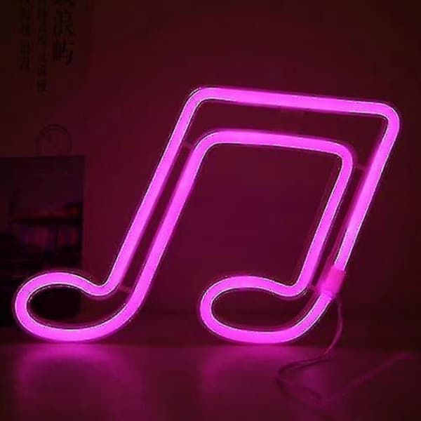 Neonlampe med musikknoter, modellbelysning for romdekorasjon