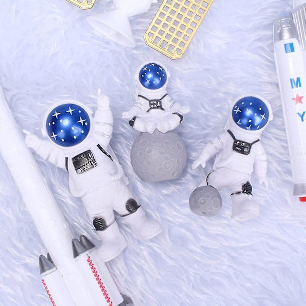 3 stk. Astronaut Figurine Kage Topper Ydre Rum Kage Dekoration Astronaut Model Display Miniature Som