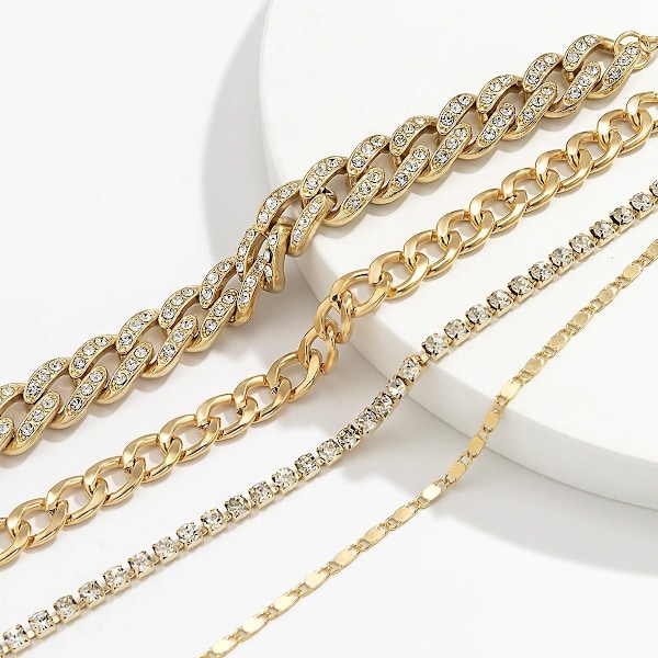 4 st Ormbenskedjearmband Set för Kvinnor Gold One-size