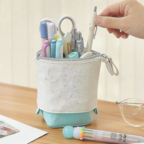 Teleskopisk pop-up blyantpose kosmetik opbevaringspose kompatibel med skolekontor,c