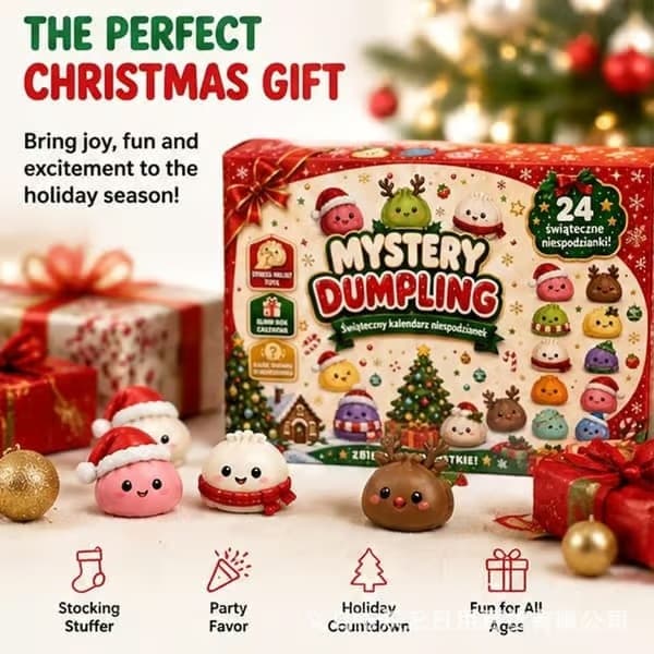 2026 Adventskalender 24-dagars Squishy Dumpling Blind Box Stressavlastande Fidget Toy Style 1