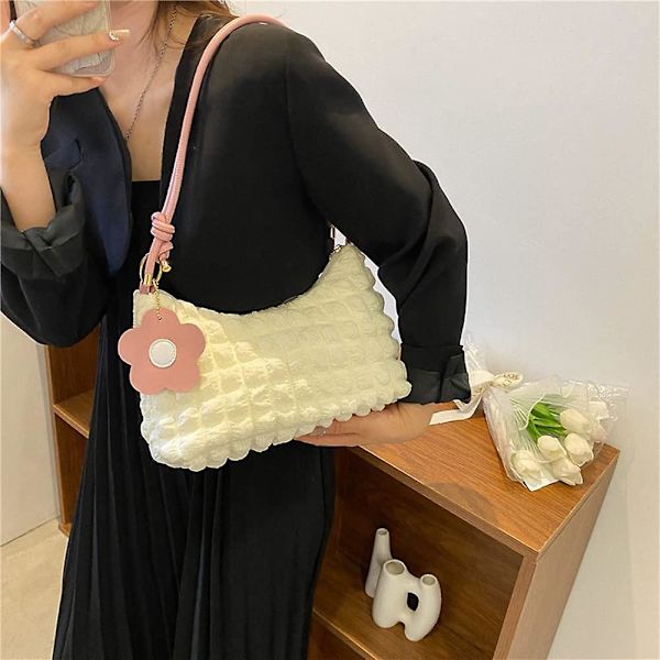 Ifeng Damhandväska - Trendig Bubble Cloud Tote Väska Estetisk Y2k Plisserad Baguette Väska Axelväska Handväska