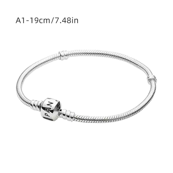 Uusi sydänlukollinen rannekoru hopeinen käärmeketju naisille ja miehille, retro ja luova lahja 2023 Silver A1-19cm