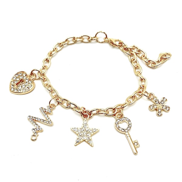 Dame Link Charm Armbånd Stjerne Hjerte Vedhæng Charms Armbånd Armringe til Piger