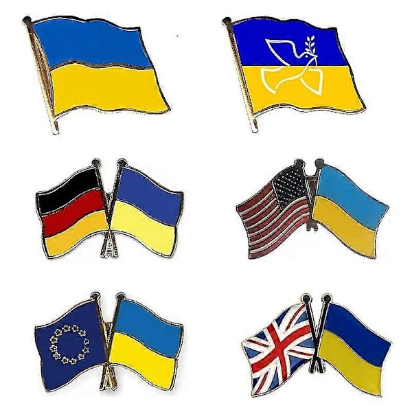 Ukraina Flagg Pin Dobbeltsidig nasjonalflagg Pin Fredsdue Pin For Jakker, Ryggsekker, Hatter (5/10/20 stk) Dove 20PCS