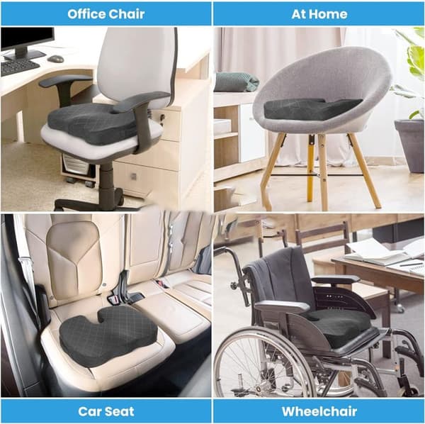 Premium sittdyna i memoryskum, ortopedisk dyna, ischiaslindring (mörkgrå)