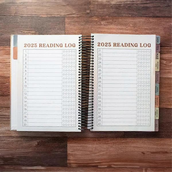 2025 Läsdagbok Boklogg, Läsarjournal, Bokälskare, Bokmalspresent, Läsplanerare