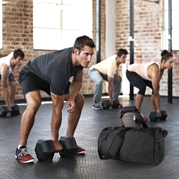 Sport Gym Bag til kvinder og mænd, Gym Duffle Bag med skorum og vandtætte våde lommer, Weekendtaske til overnatning (sort)