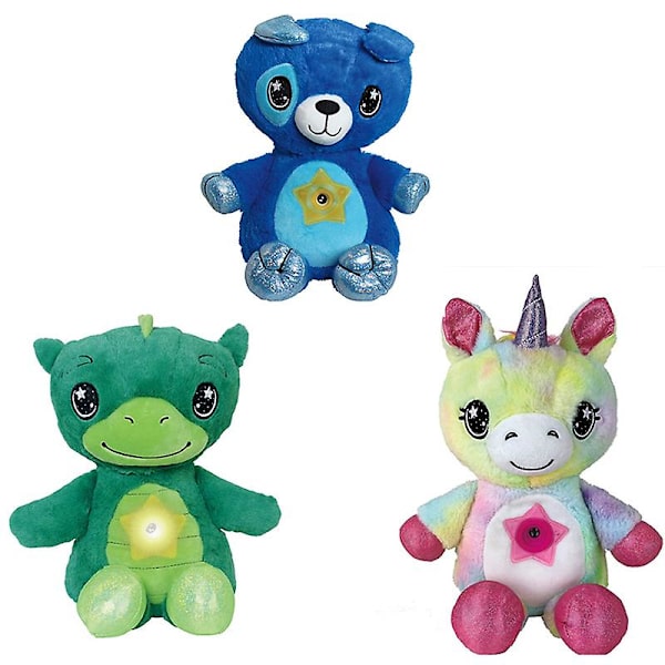 Kreativ barnas projeksjonsnattlys plysjdyr nattlys søt blå valp Color unicorn