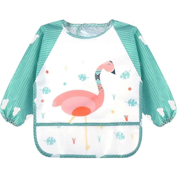 5-pakks Lange Erme Baby Smekker, Vanntette Erme Smekker, Småbarn Baby Smekker For 6-36 Måneder 4pcs-Bird-Fox-Flamingo-Elk Tie Closure-6-36 months