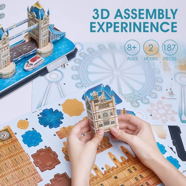 3D-puslespil, UK London Skyline Building Model Kits, 107 stykker