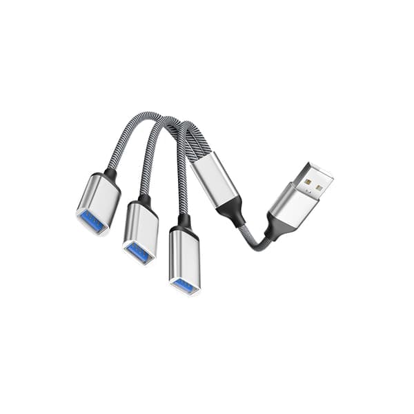 USB Hub Splitter - 3 porter Sølv Sølv Silver