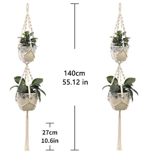 2 st Macrame växt hängare inomhus utomhus hängande planteringskorg
