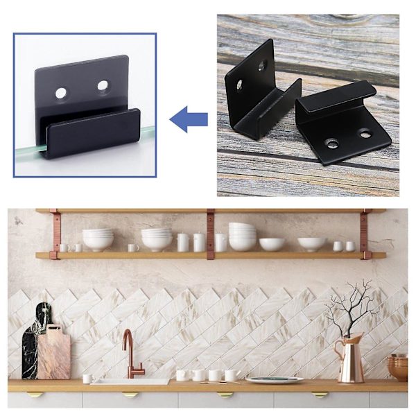 Keramiske flise display beslag plade holder spejl ophæng (sort/sølv) (20stk)