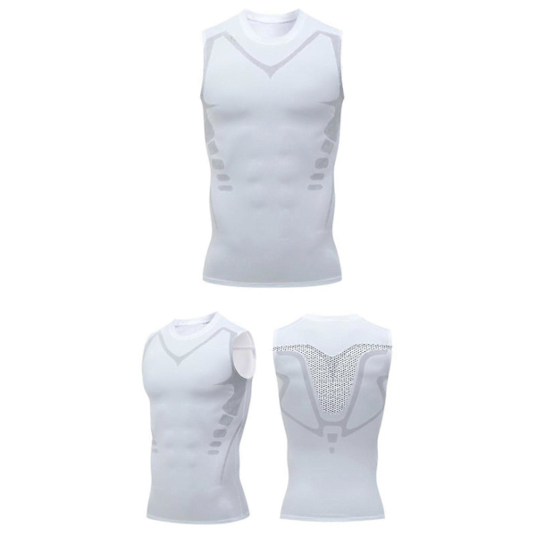 Version Ionic Formende Vest, Ærmeløs Ionic Formende T-shirt til Mænd White M