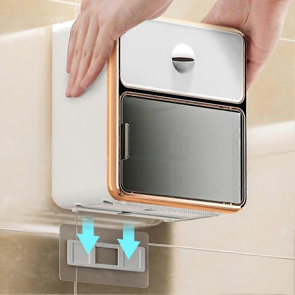 Vandtæt toiletpapirholder til vægmontering, opbevaringsboks til badeværelse Electroplating White Square Tissue Box