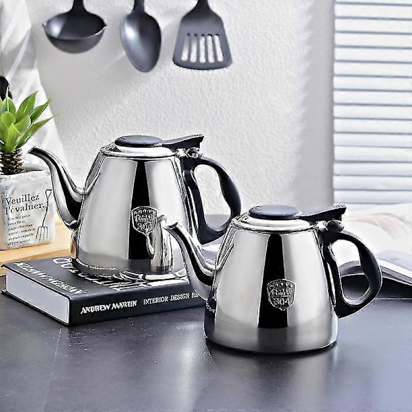 Tekander til induktionskomfur med varmebestandigt håndtag, kaffekande i rustfrit stål, tekedel, te- og kaffesæt (1,2L)
