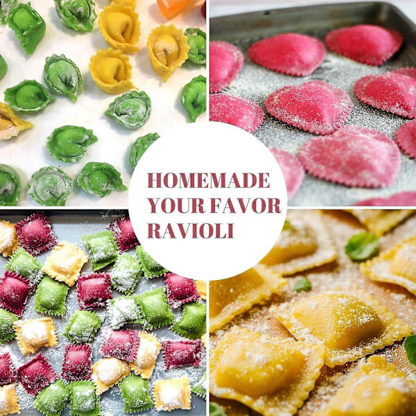 5-delad Ravioli-stämpelset, Ravioli-kutterstämpelset, Premium Ravioli-kakututarsats, Används för Ravioli, Pasta