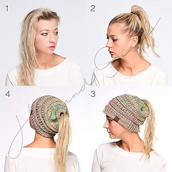 Myk og elastisk kabelstrikket messy bun-lue for kvinner