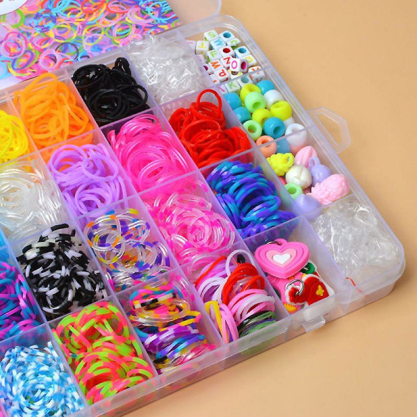 Loom Bands Sæt, Loom Bands Tilbehør Farverige Gummibånd Loops Gummibånd Sæt