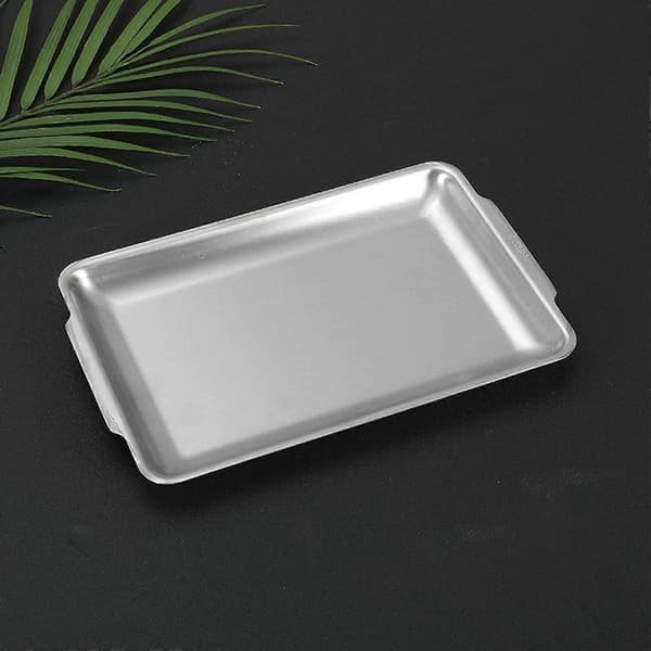 Bakplåt Säker Multifunktionell 304 Rostfritt Stål Värmebeständig Solid Rostfri Bakplåt för Kök Silver L
