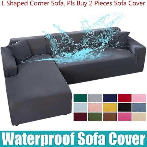 Vattentätt sofföverdrag för vardagsrum, elastiskt L-format hörnsofföverdrag, sofföverdrag för soffa navy 3 Seater 190-230cm