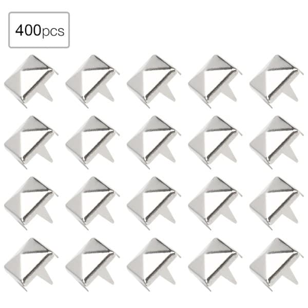 400 sæt 4MM-7MM DIY Læderhåndværk Spike Nitter Firkantede Spike Nitter Tasker Sko Bælte Tilbehør Sølv 4mm