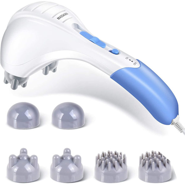 Elektrisk rygmassager, håndholdte massageapparater med dobbelt hoved, dybdevævsperkussionsmassage til fuld kropsmassage til nakke, skulder, hoved, fod, ben - EU