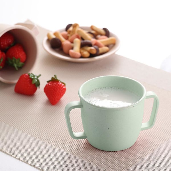 Jinyi kaksikahvainen muki yksivärinen juomakuppi maito-kahvikuppi astiasto kotiin, helppokäyttöinen (1 kpl, beige)
