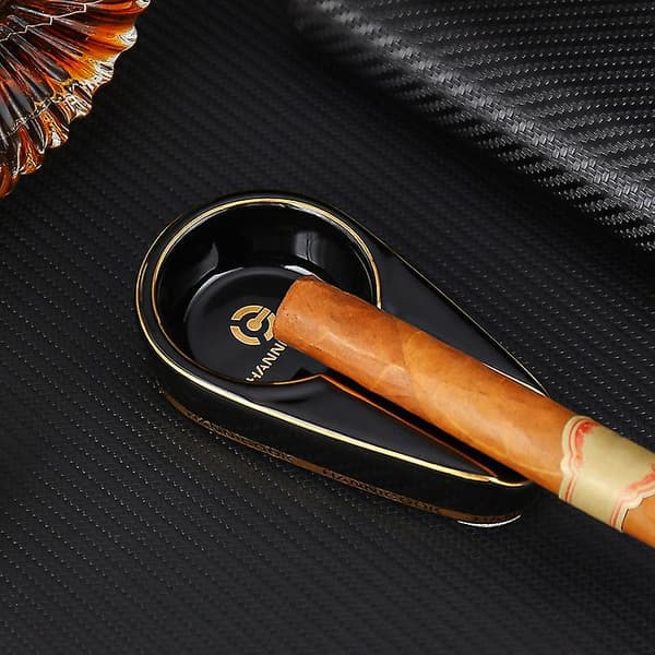 Cigarryger, håndlavet keramisk cigarryger, udendørs cigartilbehør (sort)