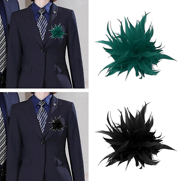 Fjær Skjerf Klips Nål Gåsefjær Blomst Brosje Nål Skjerfspenne for Kvinner Navy Blue