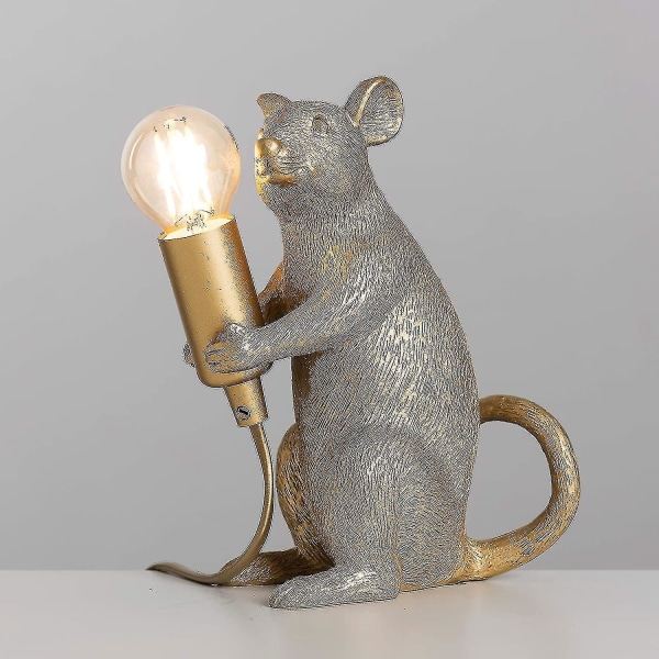 Modern metallisk guldlackerad råttdesign bordslampa djurmuslampa vardagsrum matsal sovrum bordslampa