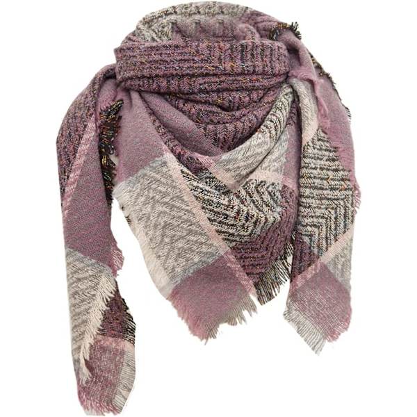 Dames Efterår Vinter Sjal Klassisk Tassel Plaid Sjal Varmt Blødt Chunky Stort Tæppe Wrap Sjal Sjal Cirkel Sjal Wrap (Lilla)